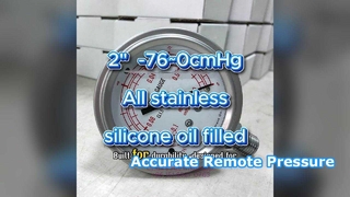 2" 50mm -0.1~0MPa -76~0cmHg Tout en acier inoxydable, résistant aux vibrations, rempli d'huile de silicone