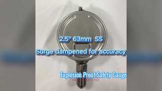 2,5" 63 mm 0~1,6MPa/0~16kgf/cm2 Amortissement des surtensions pour plus de précision Tout en acier inoxydable, cadran vertical, baïonnette