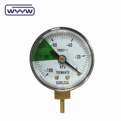 40 mm -100-0 Kpa Manomètre à vide Gauge Monture inférieure boîtier en acier avec connexion en laiton