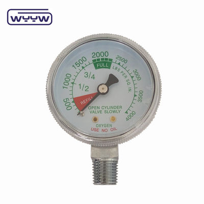 Prix d'usine 0-4000psi chrome à usage médical sans entrée de fond d'huile 50mm chrome cylindre d'oxygène manomètre de pression