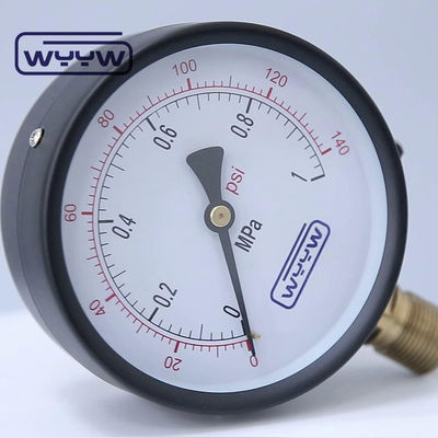 100 mm Manomètre de pression commercial général pour l'eau Monture inférieure