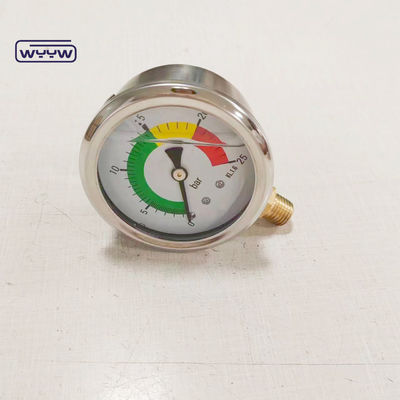 Approbation CE EN837-1 Glycérine remplissant de l'huile hydraulique 0-25 bar G1/4&quot; Color Pressure Gauge rempli d'huile