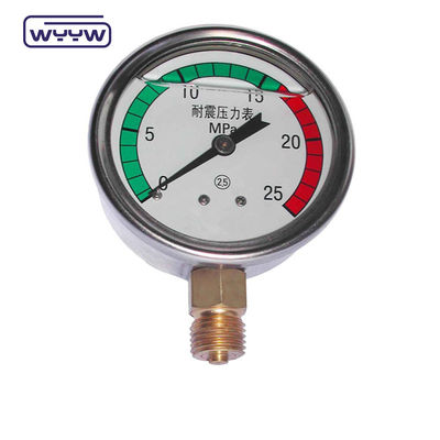 Approbation CE EN837-1 Glycérine remplissant de l'huile hydraulique 0-25 bar G1/4&quot; Color Pressure Gauge rempli d'huile