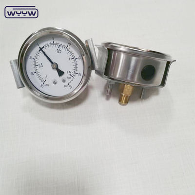 ss304 prise hydraulique 1/4&quot; bsp 2,5&quot; manomètre de pression axiale rempli de liquide de la pince