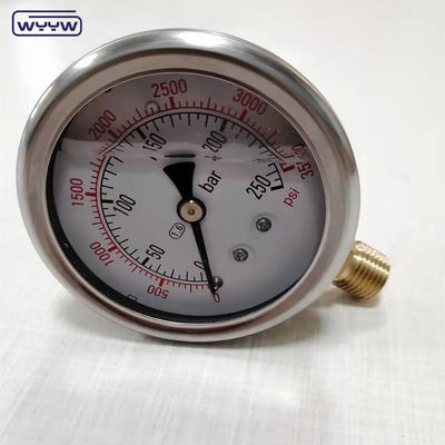 Oem pour le manomètre de pression industriel gratuit pénumatique 1/4&quot;G connexion radiale liquide rempli bar manomètre de pression 2,5&quot;