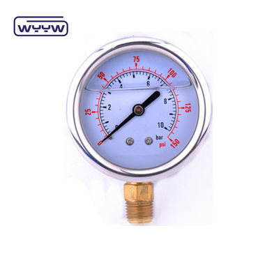 EN837-1 Glycérine 63mm 1psi 0- 600 Psi Npt 1/4 Jauge de pression remplie d'huile
