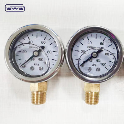 40 mm cadran ss304 cas de type pointeur de tube bourodon vertical 0-10bar / psi jauge de pression remplie d'huile 1-1/2
