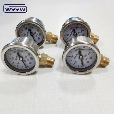 40 mm cadran ss304 cas de type pointeur de tube bourodon vertical 0-10bar / psi jauge de pression remplie d'huile 1-1/2