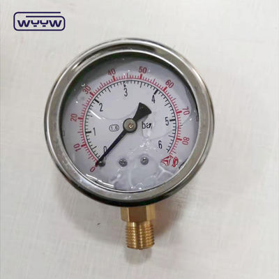 Connexion en laiton de haute qualité 1/4 &quot;BSP Double Bar Scale Psi EN837-1 Accurac 1.6 Jauge de pression rempli de liquide