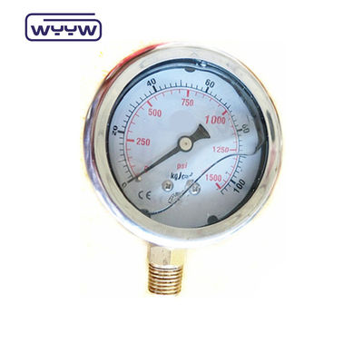 63 mm 304 rempli d'huile en acier inoxydable Manomètre sismique