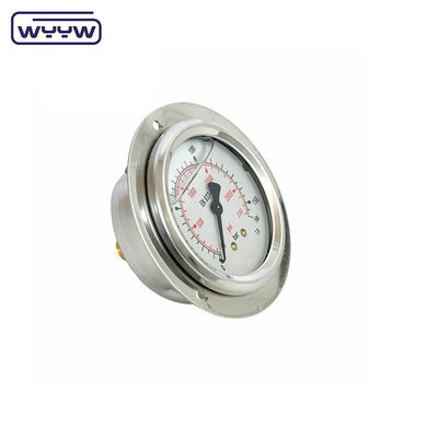 Flange de 63 mm à double échelle, résistant aux chocs de 2,5% manomètre de précision, manomètre hydraulique 16 bar