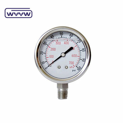 Indicateur de pression en acier inoxydable à double échelle résistant aux chocs 100 mm Taille