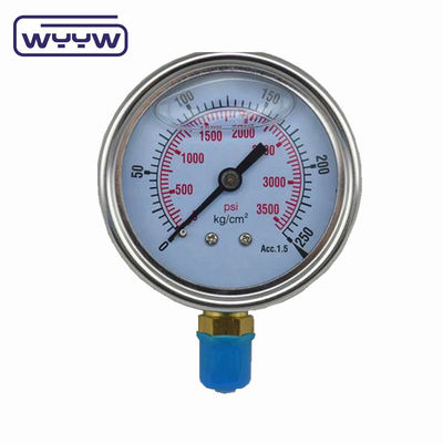 Manomètre de pression de glycérine 100 mm Préciomètre de pression inférieure pour le pétrole et le gaz