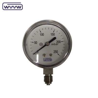 MMWC &amp; Mbar 63 mm Manomètre de pression de capsule Matériau en acier inoxydable