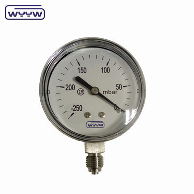 MMWC &amp; Mbar 63 mm Manomètre de pression de capsule Matériau en acier inoxydable