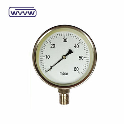100 mm tout en acier inoxydable Baïonnette manomètre, Bellows gaz manomètre Mbar