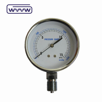 0-15 Kpa MmAq Capsule Pressure Gauge Connexion au fond en acier inoxydable