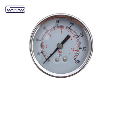 Utilisation à sec Pas d'huile Monture arrière manomètre de pression 160 Psi Air 60mm SS manomètre de pression