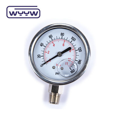 60 mm de cadran de taille de remplissage d'huile jauge de pression en acier inoxydable avec jauge de pression de haute qualité WYYW