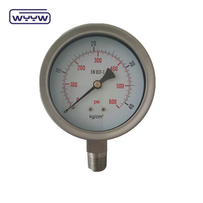 Indicateur de pression rempli de silicone / glycérine liquide résistant à la corrosion