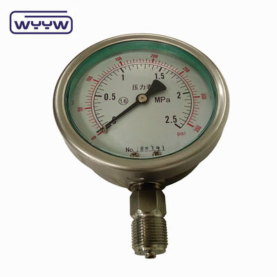Barre industrielle personnalisée psi kgf/cm2 manomètre de pression en acier inoxydable antichoc manomètre à glycérine YTN-100H