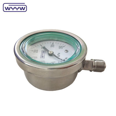 SS316 Indicateur de pression rempli de liquide de fond de 63 mm Manomètre général