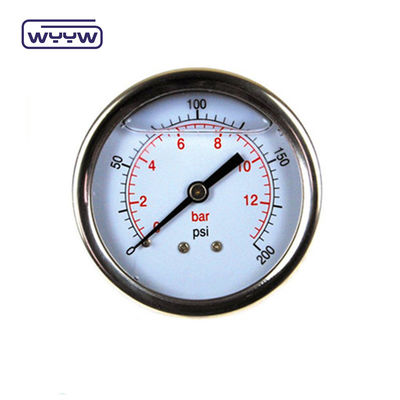 Connexion arrière 100 mm jauge de pression remplie d'huile Ss304 en acier inoxydable