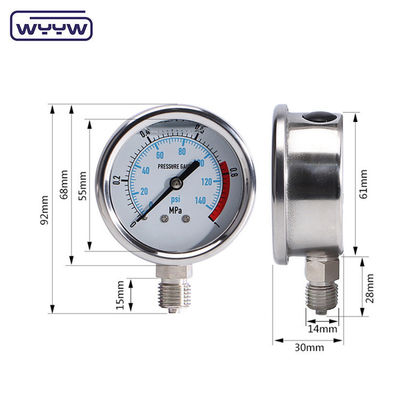 Manomètre de mesure de haute pression en acier inoxydable