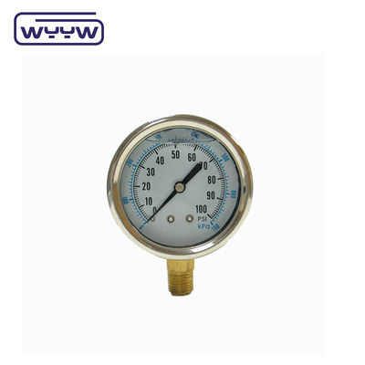 Appareil de mesure de pression rempli de liquide de silicone / glycérine 0-600 bar Aseismic