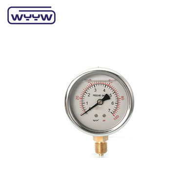 Appareil de mesure de pression rempli de liquide de silicone / glycérine 0-600 bar Aseismic