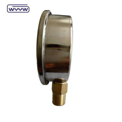 Manomètre de jauge de pression en acier inoxydable avec connexion au fond du fil en laiton