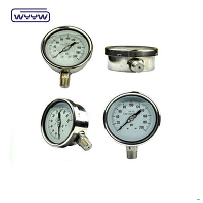 Indicateur en aluminium peint en noir, jaugeur de pression rempli de liquide, tube Bourton en acier inoxydable, haute précision ±1,6% de l'échelle