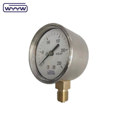 63 mm 100 mm 150 mm capsule manomètre de pression avec boîtier en acier noir ou en acier inoxydable et pointeur noir en aluminium