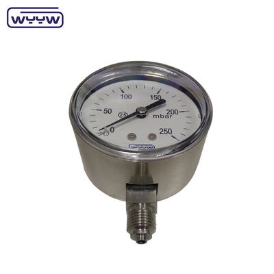 2.5% de précision de pression Capsule manomètre de pression avec boîtier en acier inoxydable et pointeur noir en aluminium