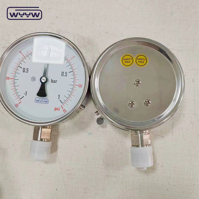 Casse en acier inoxydable manomètre composé pour mesurer à la fois la pression positive et négative pointeur en aluminium