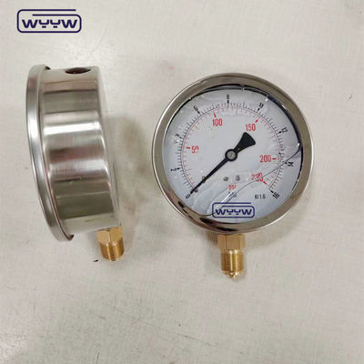 Manomètre de mesure de la pression du matériau de mouvement en laiton avec taille de connexion BSP et matériau de tube Bourdon en bronze phosphoreux