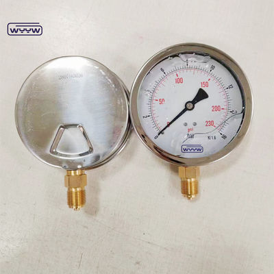 Manomètre de mesure de la pression du matériau de mouvement en laiton avec taille de connexion BSP et matériau de tube Bourdon en bronze phosphoreux