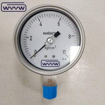 Manomètre à bain de glycérine avec filetage Ss316, boîtier Ss304, verre de sécurité et aiguille de réglage