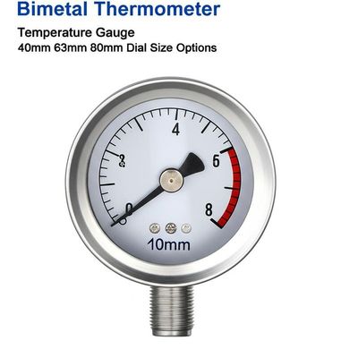 Thermomètre bimetallique avec 40 mm 63 mm 80 mm Options de taille du cadran