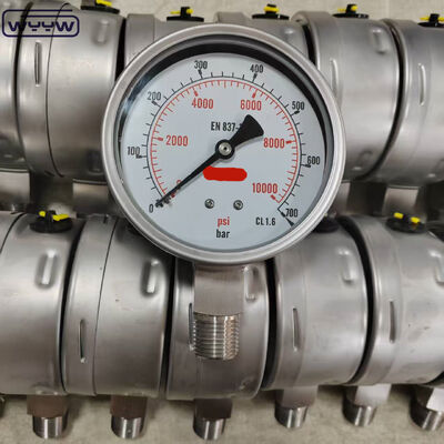 Précuteur à anneau rempli de glycérine de silicone avec cadran de 100 mm et monture inférieure pour applications industrielles