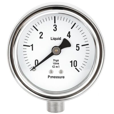 Manomètre hydraulique à bain de liquide de 100 mm (4 pouces) avec plage de 0-2,5 MPa/0-25 kgf/cm² et conception antichoc