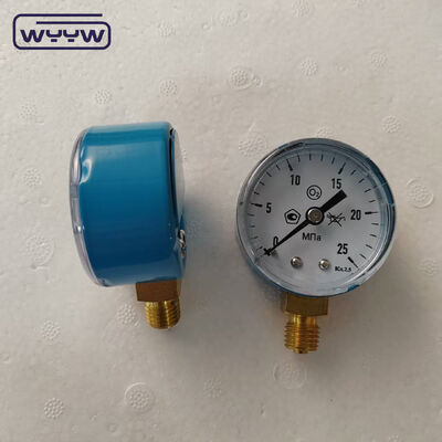 Manomètre économique bleu de 2" avec une plage de 25 MPa, idéal pour les applications d'oxygène et de gaz naturel