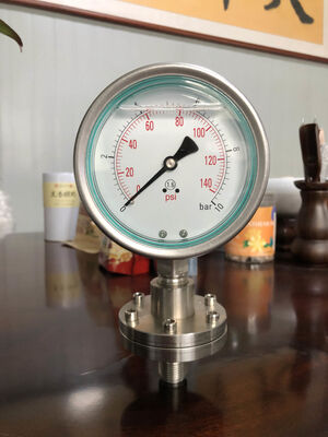 Manomètre à membrane en acier inoxydable avec protection de membrane pour applications chimiques et sanitaires