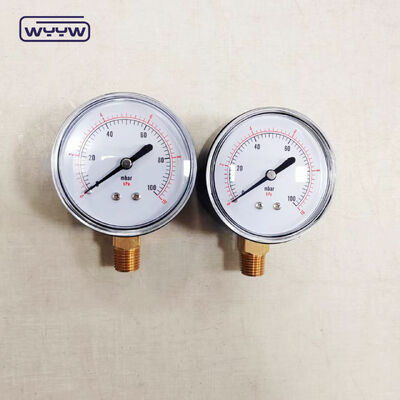63 mm 100mbar Casse en acier noir Capsule manomètre de pression pour gaz avec monture inférieure